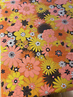 Vintage 1970s Mod Daisy Flower Power Round Cotton Tablecloth 66