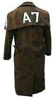 Mens Trench Coat A7 Fallout Vegas Veteran Ranger Real Brown Sheep Leather Jacket