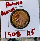 New Listing1908 $5 Gold Indian With Reverse Damage
