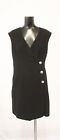 Mango Women's Sleeveless Short Side Buttoned Wrap Dress JW7 Black Size 6 NWT