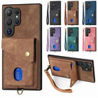 For Samsung Galaxy S24 S23 S22 S21 S20 S10E Cards Pocket Phone Case With Lanyard