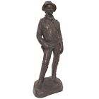 New Listing1969 Cowboy W/ Pistol Statue Bronze Tone Clay Signed Michael Garmam 12