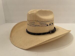 City Slickers S7734 Leather Braid Cattleman’s Vented Cowboy Hat Men’s Size 6 3/4