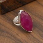 Lab-Created Kashmiri Red Ruby Gemstone Handmade Jewelry 925 Solid Silver Ring