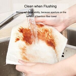 3pcs bamboo fiber cleanning clothes durable double layer kitchen towel microfibe