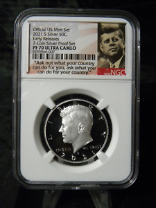 2021 S Silver 50C Early Releases 7-Coin Silver Proof Set NGC PF70 Ultra Cameo