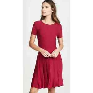 THEORY Pleat Tee Dress In Compact Sweater Knit Prosecco Red Women’s Size Small