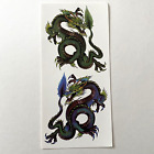 2 Temporary Fake Body Art Arm Blue/ Green Asian Lung Dragon Tattoo Sticker Sheet