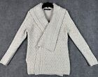Ireland's Eye Womens Merino Wool Cable  Open Cardigan Fisherman Sweater Jacket S