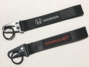 Honda BLACK Keychain Wrist Lanyard with Metal Keyring - FREE SHIPPING