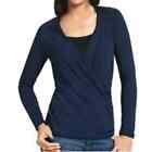Cabi Hanky Top Size XS Ruched Mock Wrap Long Sleeve Stretch Shirt Top Navy Blue