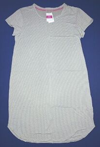 FRESH PRODUCE Large Slate Gray PINSTRIPE Cotton Modal KYLIE Tee Dress NWT New L