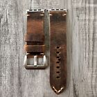 Brown Rustic Leather Watch Strap 26mm Wide Band For Apple Watch Ultra 1 2 49mm
