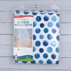 Vinyl Tablecloth 60 in Round Blue Polka Dots Summer Party Camping Picnic