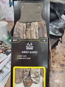 REALTREE EDGE JERSEY GLOVES KNIT CUFF NONSLIP PALM MENS MEDIUM NEW SHIPS FROM US