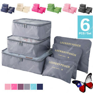 6PCS Luggage Packing Cubes Bag Organizer Suitcase Set For Travel Storage Clothes