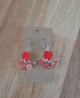 Womens Light Weight Faux Leather Dangle Earrings Paisley Print