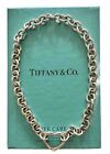 TIFFANY & CO. 925 STERLING SILVER HINGED OPEN HEART ROUND LINK CHOKER NECKLACE