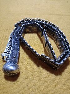 New ListingAntique Russian Caucasian Armenian Silver Niello And Gold Belt 84 Stamped