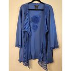 Ali Miles Blue Lagenlook Mesh & Knit 3/4 Sleeve Ladies Top Size 1X Spring Flower