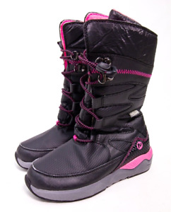 Merrell Arctic Blast Snow Boots Black Pink Waterproof -25 Deg Girls Size 12M