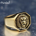 MENDEL Mens Gold Plated Stainless Steel Lion Head of Judah Ring Men Size 7 8-15