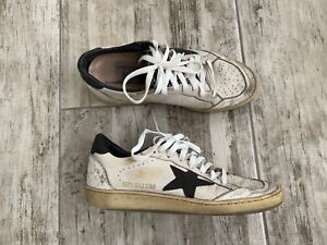 Womens Golden Goose Ball Star Low Sneakers Shoes Lether Distressed Size 38 US 8