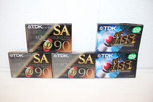 TDK 90 & 120 min High Bias Cassette Tapes Lot of 5! SEALED/NEW! SA-90 + BAS-120