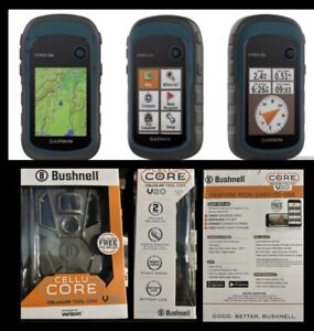 Garmin eTrex 22x Rugged Handheld GPS Bushnell V20 20MP Cellucore Trail Cameras.