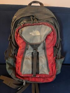 The North Face Surge Backpack Red Black Gray School Laptop Hiking Many Pockets