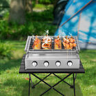 Portable BBQ Grill Gas Stove 4-Burner Outdoor Indoor Home Picnic Stainless Steel