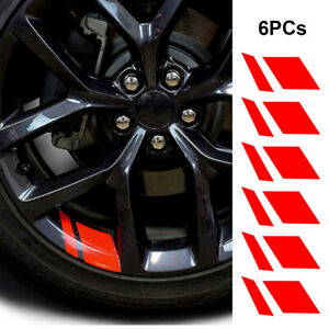 6 PCS Reflective Car Wheel Rim Vinyl Decal Sticker Accessories Red for 18