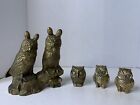 Vintage Brass Owl Statues Figurines Sculptures Lot of 4