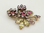 Stunning Verified Juliana Large Estate Brooch with Pink, Yellow & Violet Stones