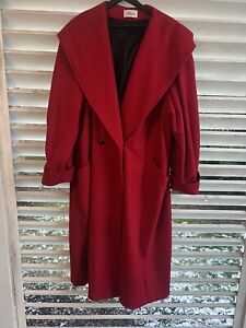 Worthington Womens 26W Tall Long Red Hooded Wool Coat