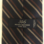 Brooks Brothers 346 100% Silk Tie USA Made Blue Gold Brown Diagonal Stripes FS!