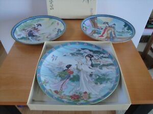 Three Chinese Beauty Commemorative Plates from 1990