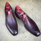 Bespoke Men's Maroon Leather Loafer Moccasin Formal Dress Leather Shoes