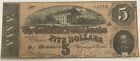 1864 $5 Five Dollars CSA Confederate States America Richmond Civil War Note