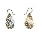 14k Solid Gold TWO DIFFERENT COLORS Rose & White Gold Dangle Earrings 1.3