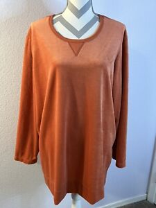 BLAIR Women’s Apricot Color Velour Long Slv Pullover Top Super Soft Sz 2XL 793