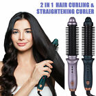 NEW Professional 2-Way Curling Iron Hair Brush 2in1 Curler Straightener Hot Sale
