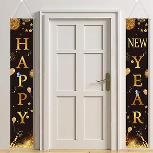 2024 Happy New Year Porch Sign, Happy New Year Hanging Banners for Home Indoo...