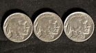 BUFFALO Indian Head Nickel lot (3) Coins with FULL DATES - All Different dates!