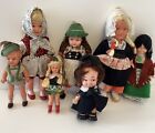 lot of 7 Antique Miniature Bisque German, Dutch, Scandinavian Dolls 3.5