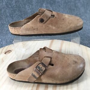 Birkenstock Sandals Mens 4 Womens 6 Boston Mule Flats Cork Comfort Beige Leather