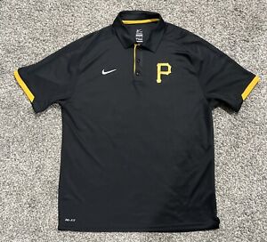 NIKE Pittsburgh Pirates Polo Shirt  MLB Baseball Black Dri-Fit NWOT Size Large