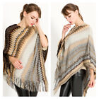 NEW Women Irregular Shawl Cloak Poncho Warm Sweater Cape Jacket Knitted W/tassel