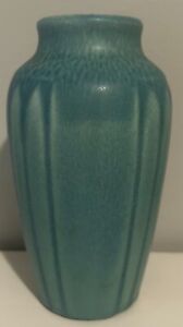 Antique 1918 Rookwood Blue/Green Vellum Glaze Vase- 