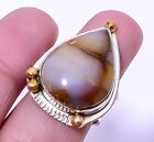 Gift For Her 925 Sterling Silver Natural Montana Agate Yellow Ring Size 8